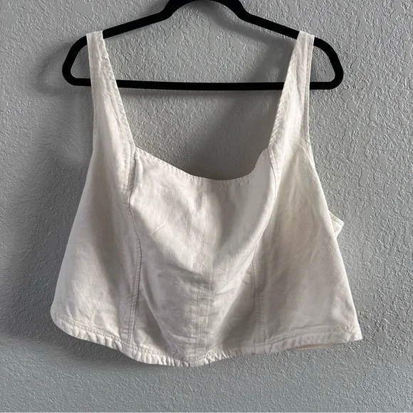 Pilcro by Anthropologie White Cotton Linen Corset Tank Top NWT Size 3X Plus - Picture 1 of 14